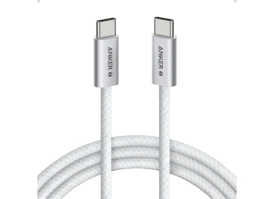 Anker Zolo 240W USB Type-C to USB Type-C Cable, Braided and Dirt-Free Type C Fast Charging 1.8m Cable - White